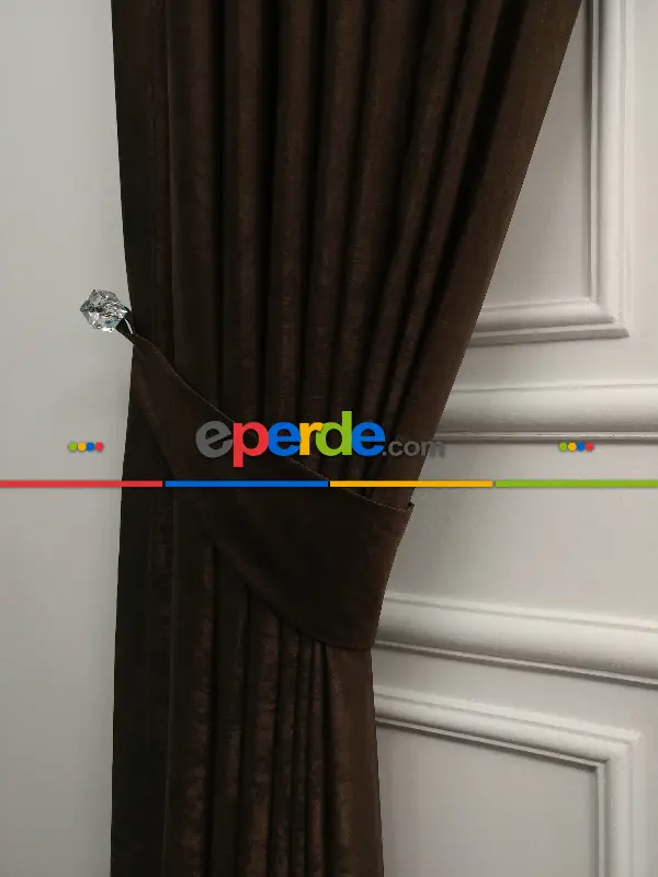 Salon - Soft Fon Perde Sütlü Kahve Dökümlü En - Sütlü Kahve