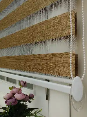 Lüx Bambu Zebra Perde Ahşap Görünümlü - Açık Taba- Taba
