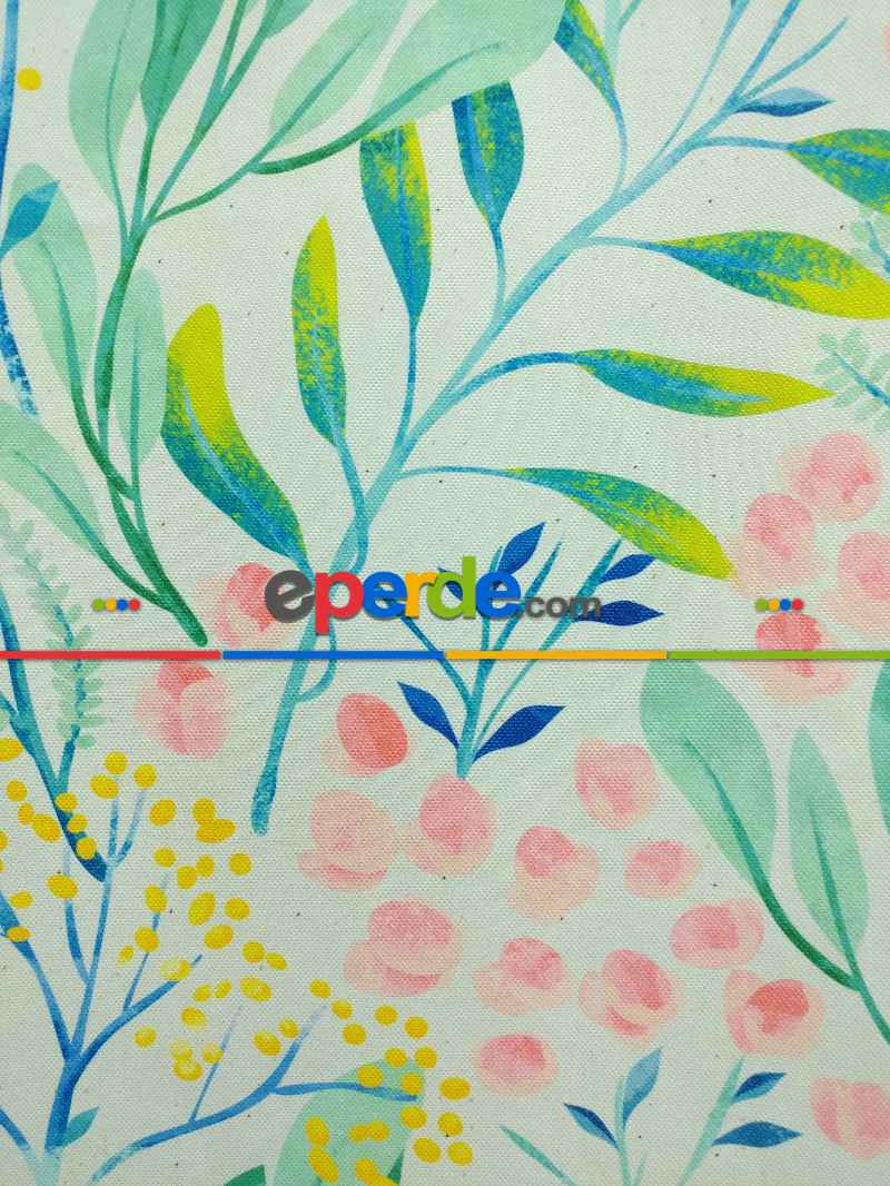 Mutfak Perdesi Kanat Fon Perde Çiçek Desenli- Yeşil