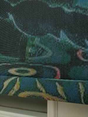 Gemi Desenli Dijital Baskılı Stor Perde- Turkuaz-Antrasit