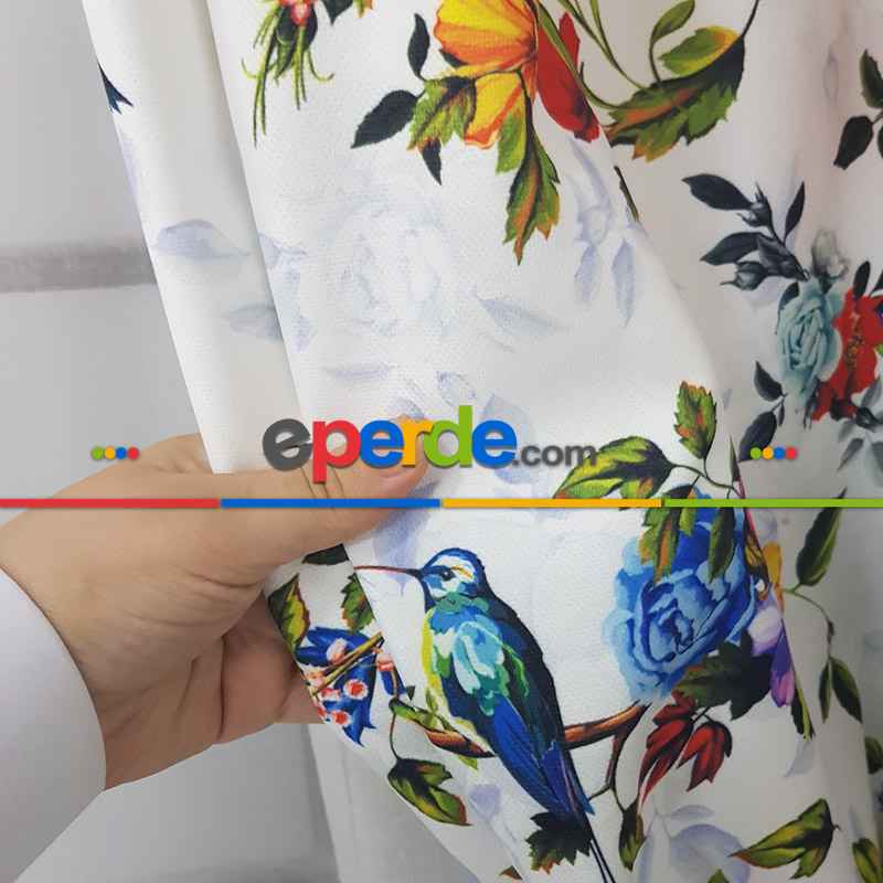 Çiçek Desenli Fon Perde Evm1059 Kumaşı Kalındır Duck Bezi Değildir- Yeşil-Kırmızı-Pembe Koyu