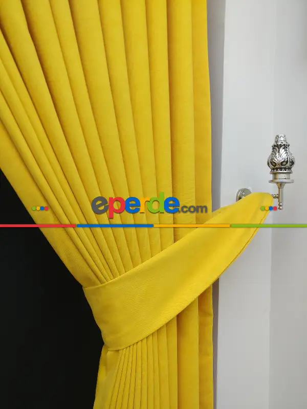 Salon Fon - Düz Renk Dökümlü Fon Perde (180)- Sarı