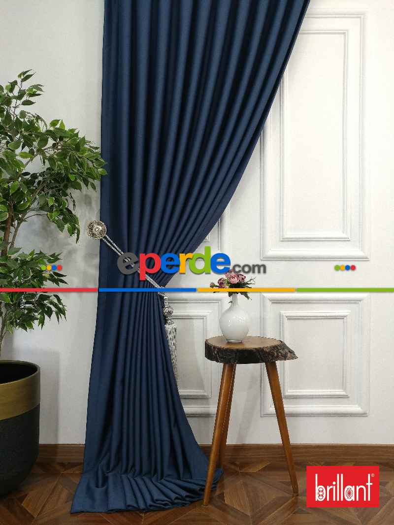 Brillant Karartma Blackout %98 Koyu Mavi Renk Fon Perde- Mavi Koyu