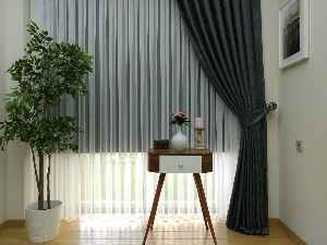 Salon Fon Perde - Antrasit Füme Renk Jakar Desenli Fon Perde- Antrasit