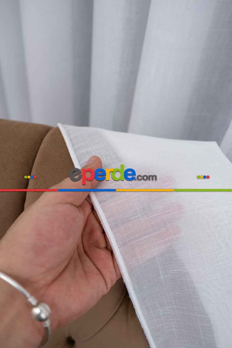 Beyaz Tül Keten Linen Tül Perde Ütü İstemez Kırışmaz Tül (düz Tül)