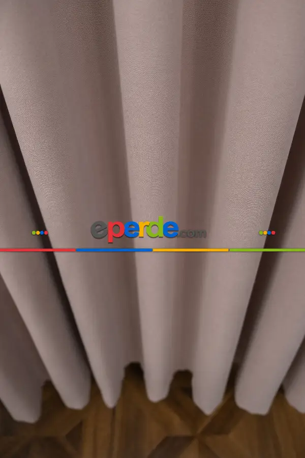 Salon - Pudra Pembesi Düz Fon Perde Dökümlü Fon Perde