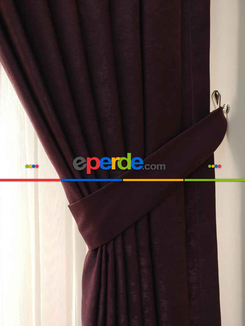 Soft Mürdüm Rengi Fon Perde Geniş En (285)- Mürdüm