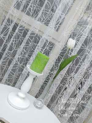 Salon Tül - Salon Yatak Odası Fransız Dantel 2021 Tül Perde- Ekru