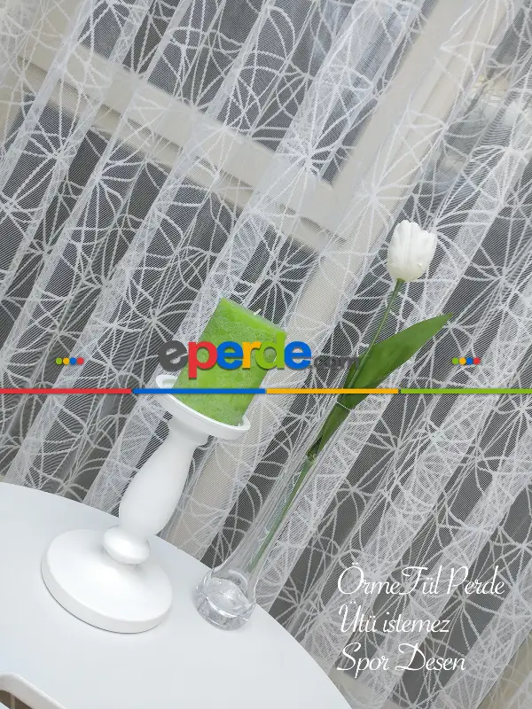 Salon Tül - Salon Yatak Odası Fransız Dantel 2021 Tül Perde- Ekru