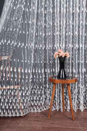 Damlacık Desenli Brode İşlemeli Tül Perde