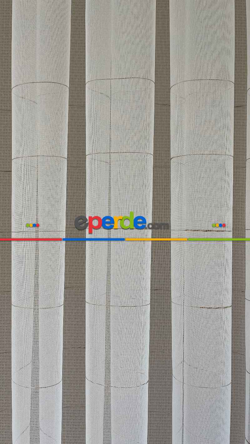 Yüksek Kalite Armür Tül Perde - Yarıya Kadar Kısmında Çizgilidir. Ütü İstemez