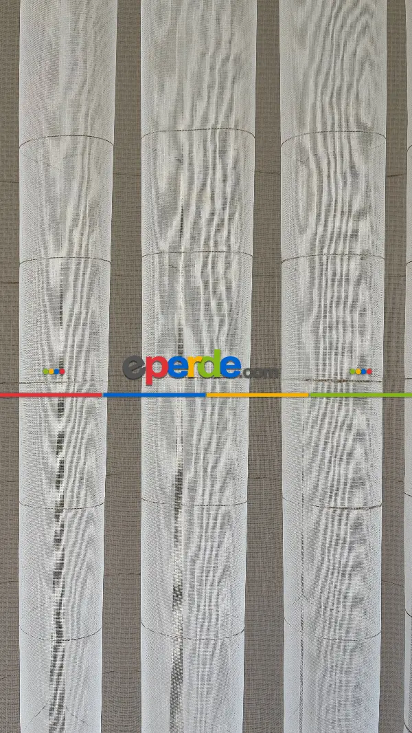 Salon - Yüksek Kalite Armür Tül Perde - Yarıya Kadar Kısmında Çizgilidir. Ütü İstemez
