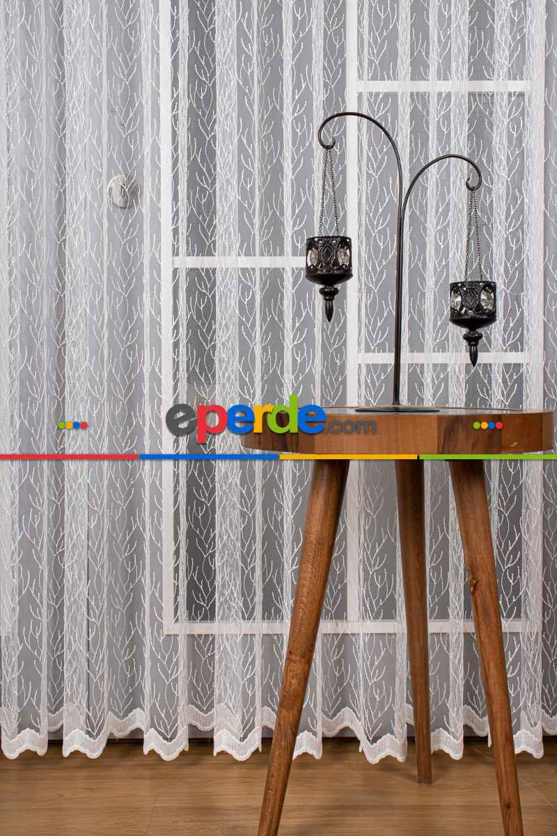 Yatak Odası - Kuru Dal Brode Tül Perde - Ekru