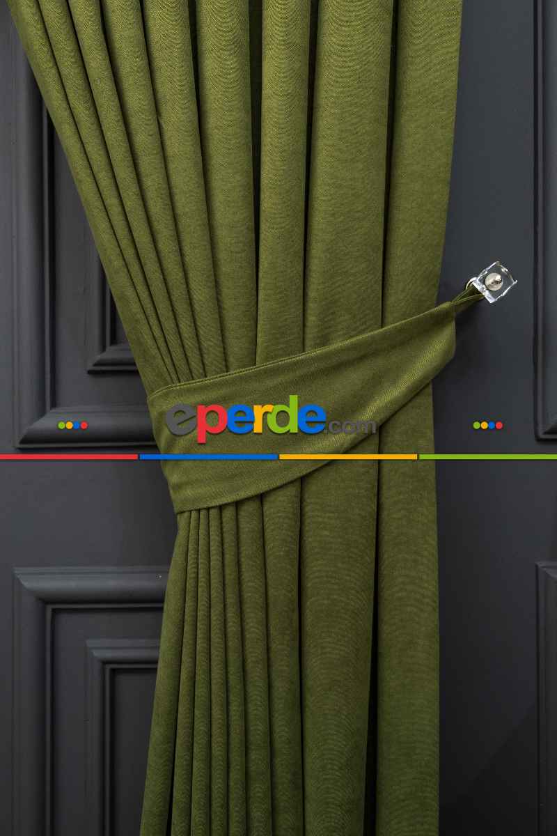 Çimen Yeşili Düz Fon Perde Dökümlü Fon Perde