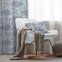 Salon Fon Perde Evim1607 Kumaşı Kalındır Duck Bezi Değildir- Mavi-beyaz