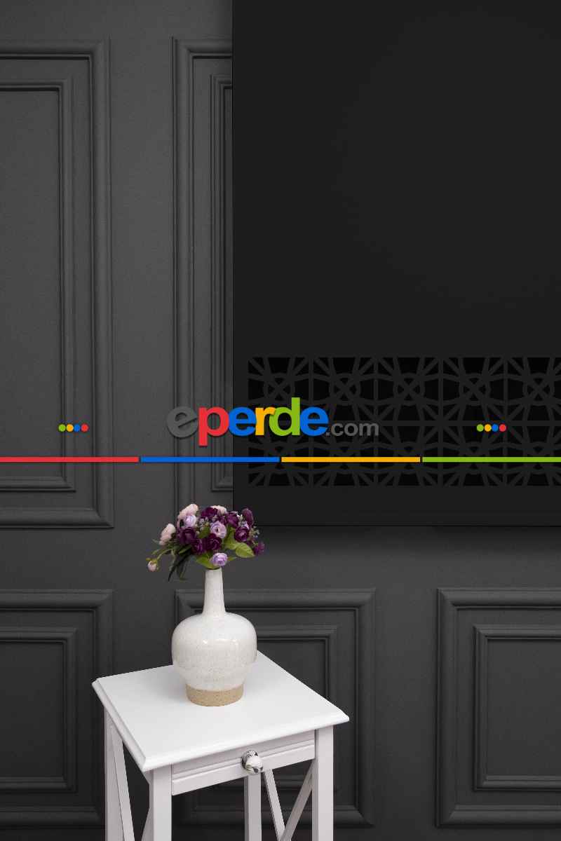 Siyah Renk Lazer Kesim Mat Stor Perde (ister Düz - İster Lazer Kesimli Satın Alın)