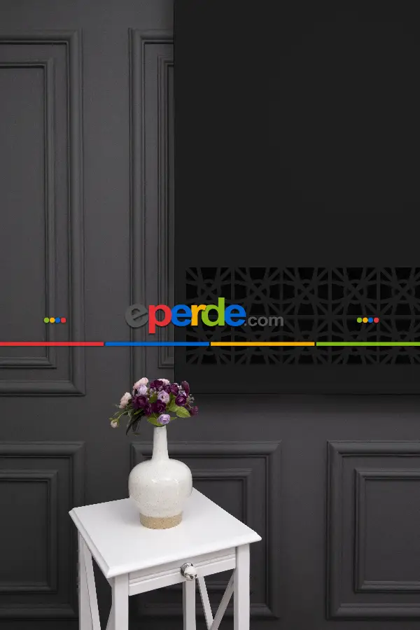 Yatak Odası - Siyah Renk Lazer Kesim Mat Stor Perde (ister Düz - İster Lazer Kesimli Satın Alın)