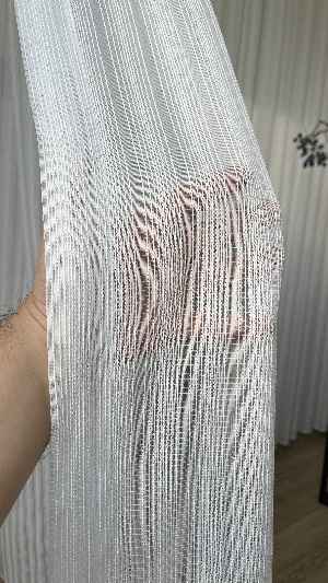 % 50 İndirimli Hazır Ölçü Düz Çizgili Tül - Ütü İstemez - Kurşunlu Tül