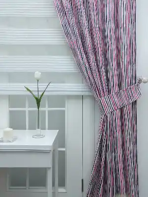 Pembe Mor Çizgili Fon Perde ( Leke Tutmaz )- Pembe-Mor