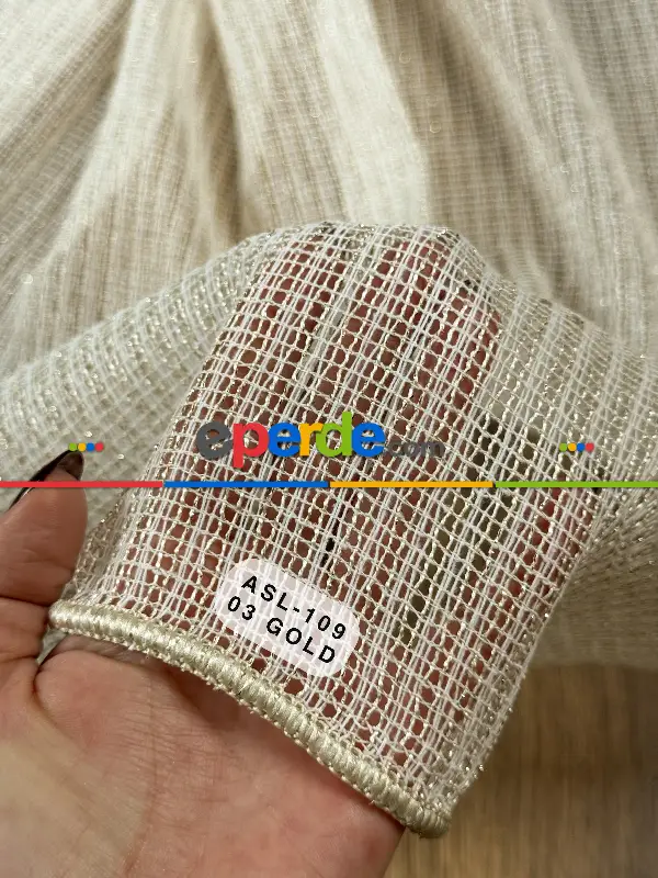 Oturma Odası - Simli Özel İplik Doğal Doku Düz Tül Perde - Özel Dokuma Ağır Gramajlı Premium