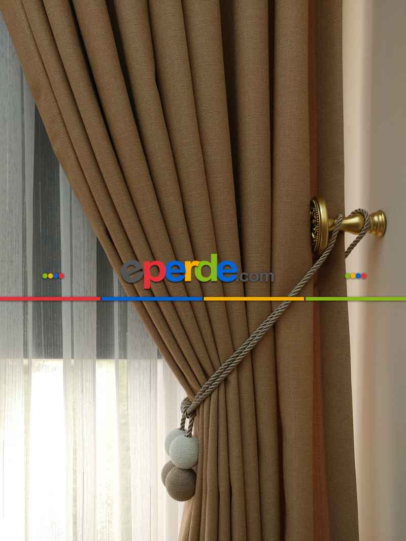 Bej Rengi - Düz Keten Fon Perde ( Keten Fon Perde)- Bej