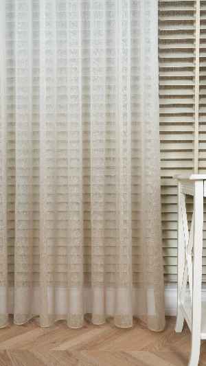 Keten Ekru Bej Degrade Geçişli Tül Perde, Ağır Gramajlı Premium Seri, Eteği Kurşunlu