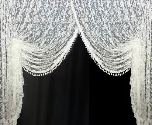 Saçaklı Kruvaze Modeleri Damask- Beyaz-ekru