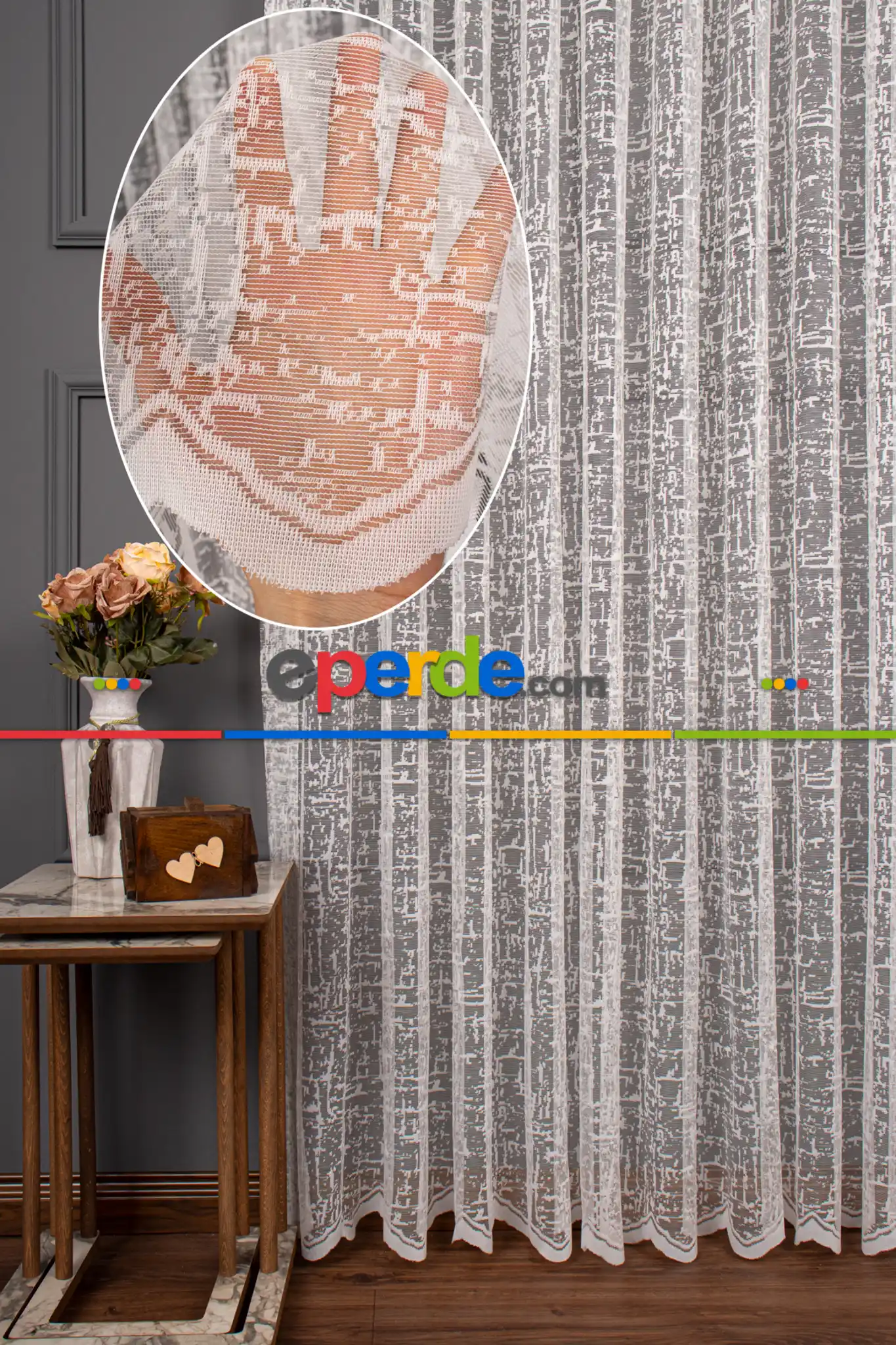 Şantuk Desen Örme Tül Perde 1159