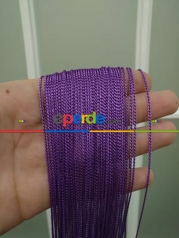 İnce Zincir Serisi İp Perde (beyaz, Krem, Gri, Kırmızı, Bordo, Siyah, Mavi, Pembe, Sarı)- Mor