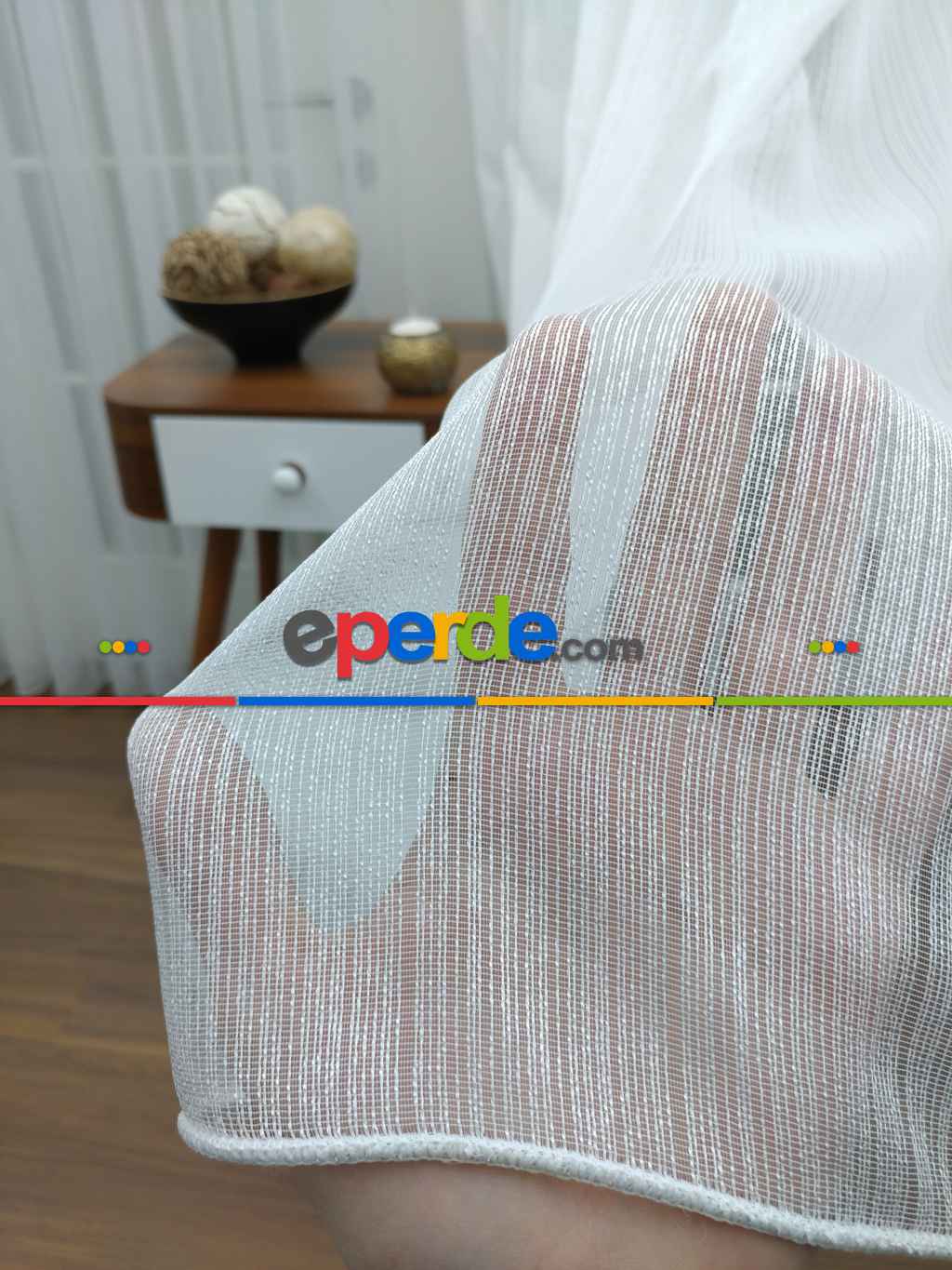 Perdeks Home Tül Perde 05 Lux Series- Ekru - Kurşunlu Tül