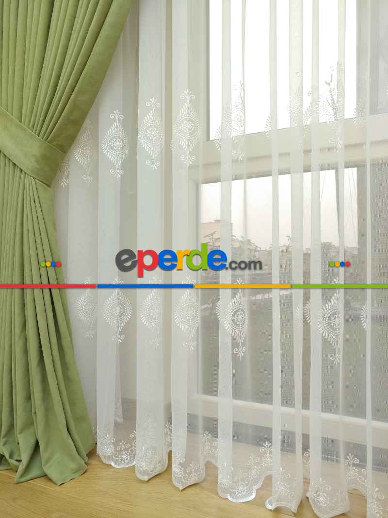 Su Yeşili Düz Fon Perde Dökümlü Birinci Kalite 300 Cm Geniş En Daha Hesaplı- Su Yeşili