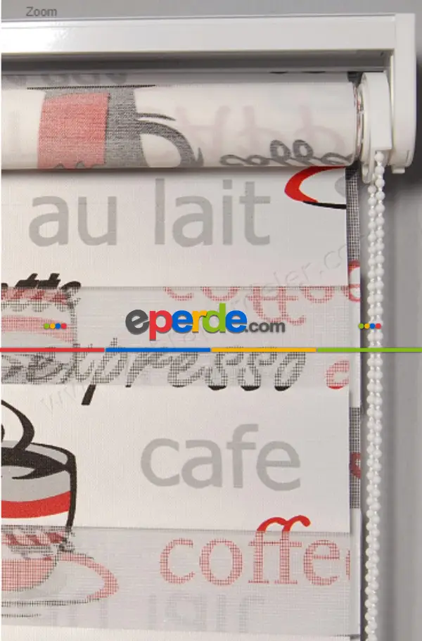 Baskılı Siyah Kırmızı Capiçino Zebra Perde- Siyah-kırmızı