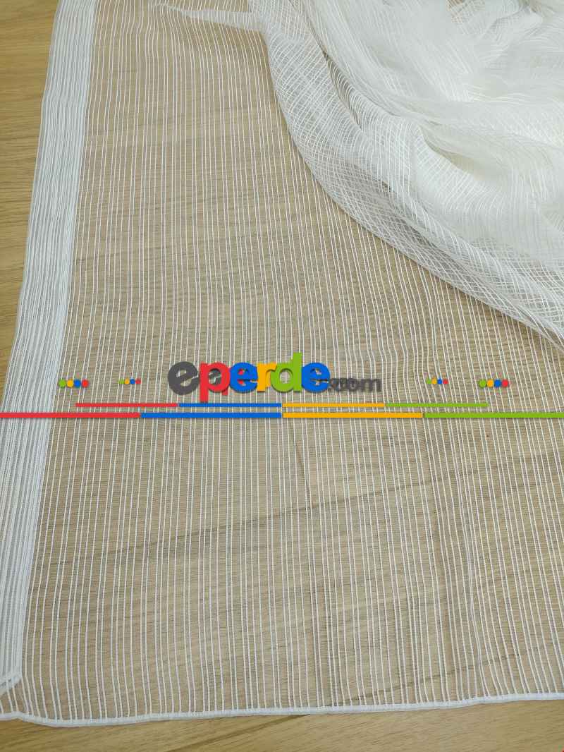 Yatak Odası - Ekru Zincir Desenli Düz Tül Perde !!!özel İndirimli Fiyat