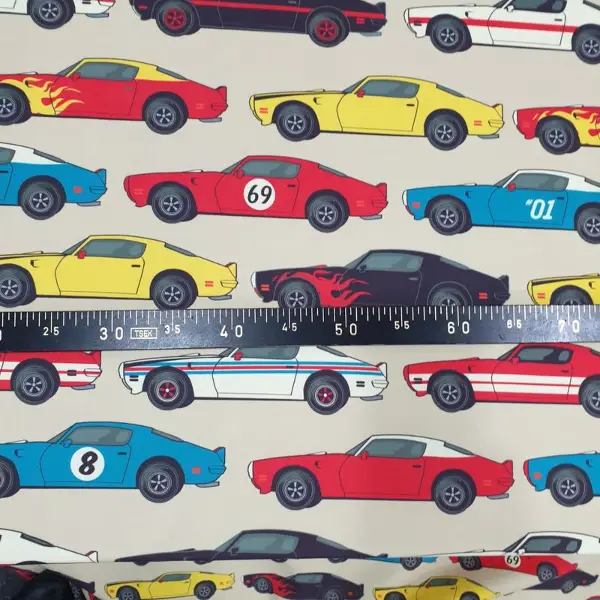 Erkek Çocuk Odası Fon Perde - Arabalar - Pop Art Araba Desenli
