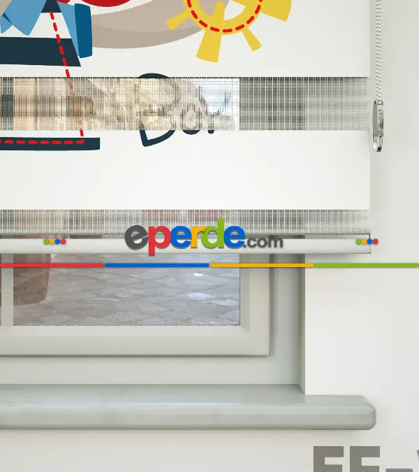 Aslan Desenli Özel Baskılı Zebra Perde- Çok Renkli