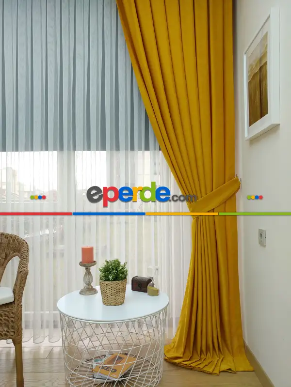 Soft Hardal Fon Perde (180)- Hardal Sarısı