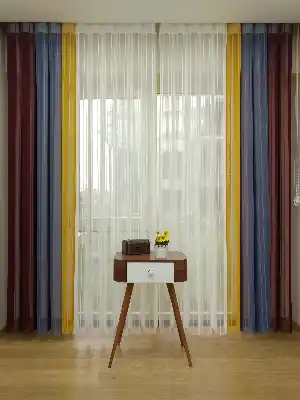 Salon - 1. Kalite Çizgili Tül Dikey Zebra Perde - Ft-35 Bordo , Ft-30 Açık Lila , Ft-16 Hardal , Ft-02 Ekru- Mavi