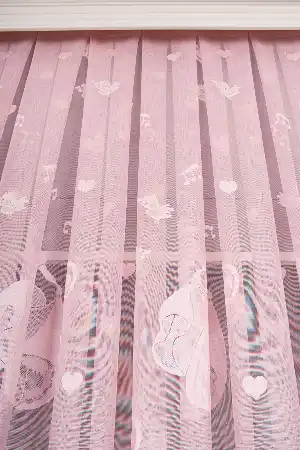 Kız Çocuk Odası Tül Perde - Sindirella Kız Çocuk Odası Örme Tül Perde - Pembe