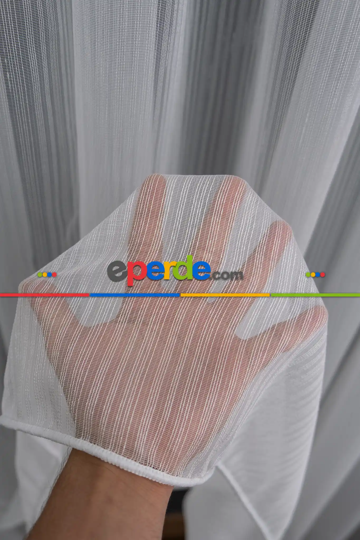 Salon - Düz Simli Düz Tül Perde - Ekru