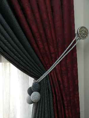 Gri Bordo Renk Kombinli Desenli Fon Perde- Gri-füme-antrasit-bordo