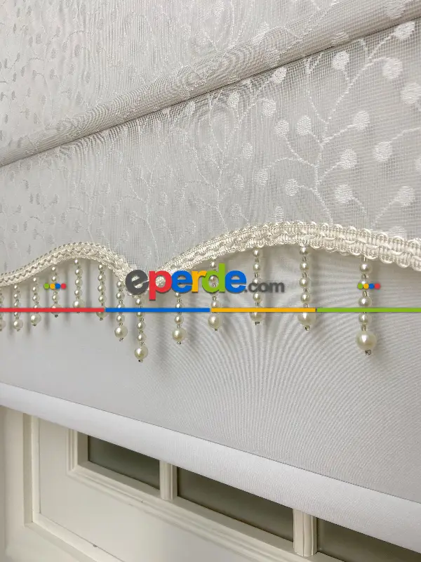 Brillant - Çiftli Sistem Tül Stor Perde Ve Stor Perde- Ekru Rengi 90cm X 200cm 