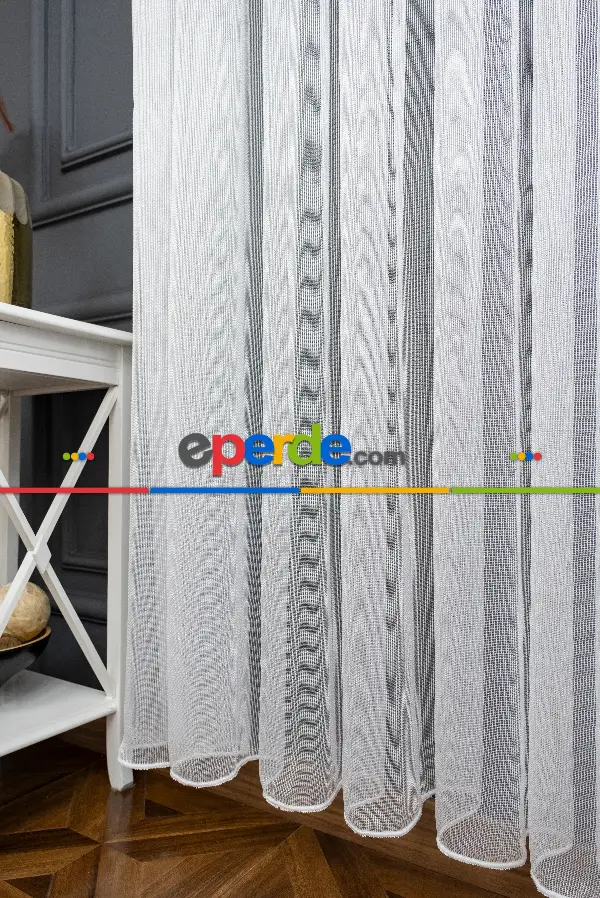 Salon - Çelik Tül Ekru Gramajlı Dökümlü - Kurşunlu Tül