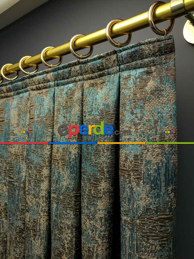 Salon Perdesi - Modern Desenli Jakarlı Fon Perde Yeni Seri 401- Gri-Füme-Antrasit