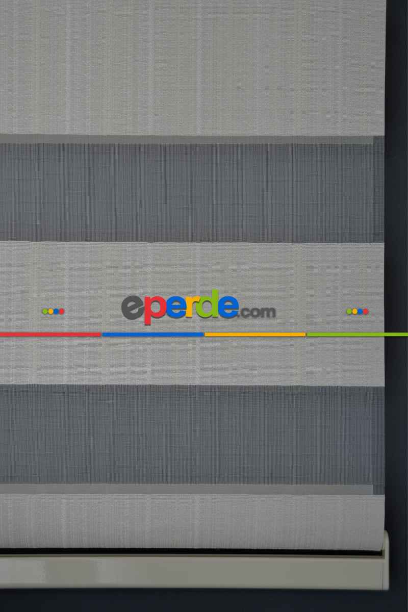 Halim Perdesan Jk-281 Ekru & Beyaz Renk Etekli Veya Eteksiz Zebra Stor Perde