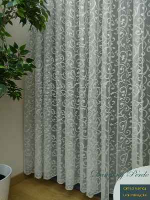 Şal Desen Fransız Dantel Tül Perde & Kruvaze Perde- Ekru