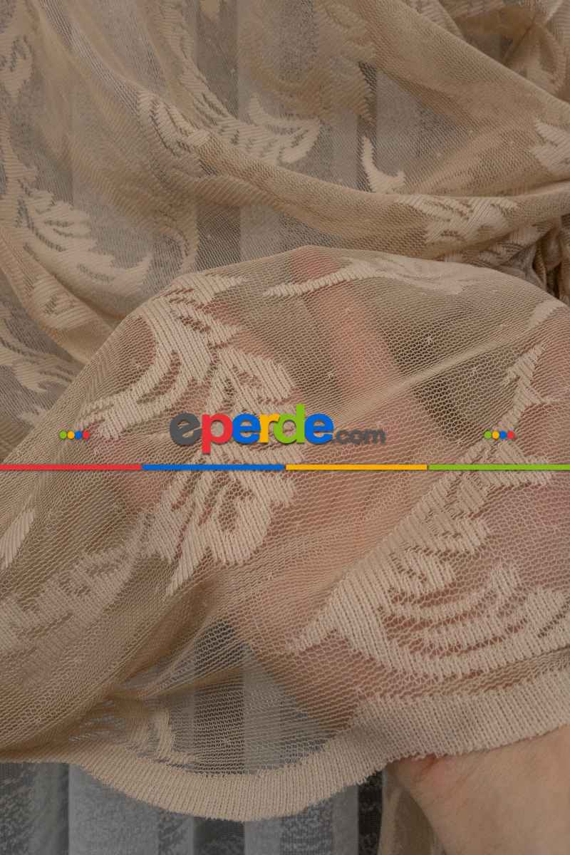 Tül Fon Vizon Bej Açık Kahverengi Renk Tülden Fon Perde - Vizon Rengi 70cm X 270cm 