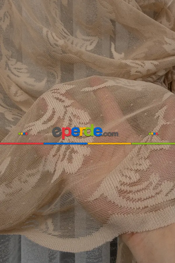 Tül Fon Vizon Bej Açık Kahverengi Renk Tülden Fon Perde - Vizon Rengi 70cm X 270cm 