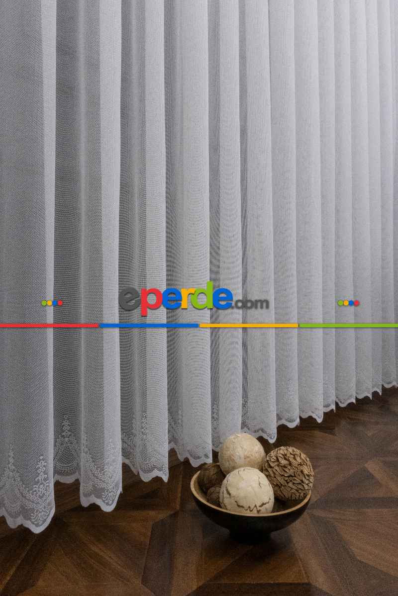 Taç Tül Perde Yeni Düz Sade Moda Tasarım Tül Etek İşlemeli Ütü İstemez Tül