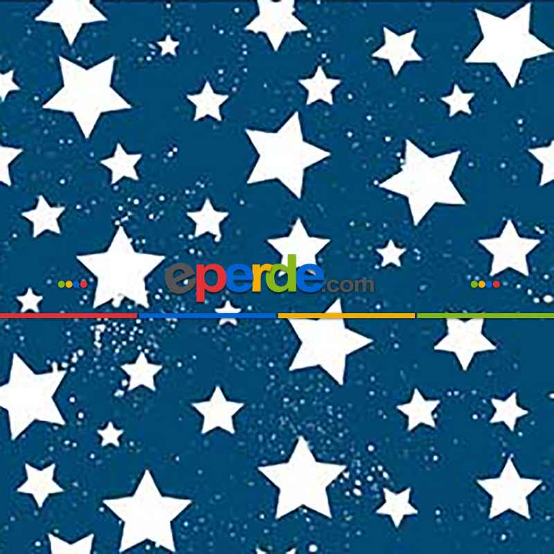 Yıldız Desenli Fon Perde Evm685-9 Kumaşı Kalındır Duck Bezi Değildir- Beyaz