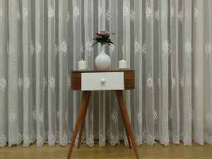 Ekru Serpme Kilim Desenli Özel Örme Dokulu Tül Perde- Ekru